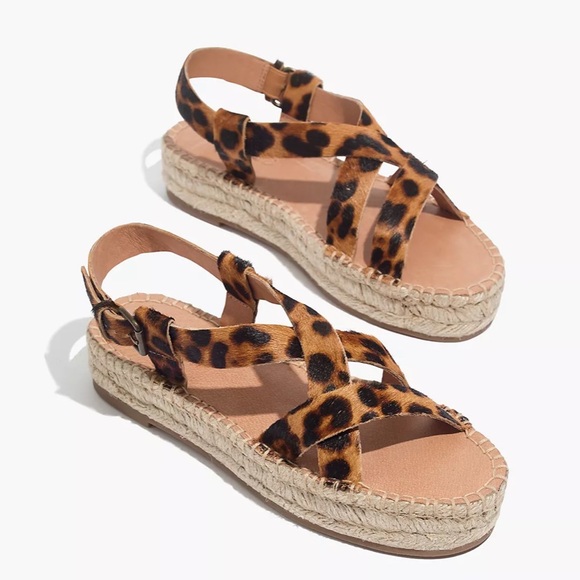 Madewell Shoes - Madewell Malia Espadrille Strappy Sandal in Leopard Calf Hair Sandal Size 8